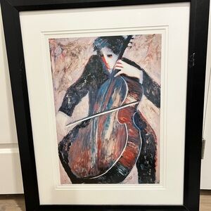 “The Cellist” Signed by Barbara Wood Seriolithograph in excellent quality.